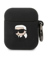  Karl Lagerfeld Apple Airpods 1/2 3D Logo NFT Karl Head Silicone Case Black 
