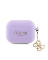  Guess Apple Airpods Pro 2 Case Silicone Classic Logo Gold With 4G Charm Purple 