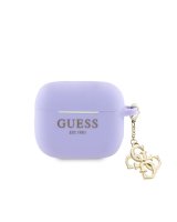  Guess - Airpods 3 Case Silicone Classic Logo Gold With 4G Charm Purple 