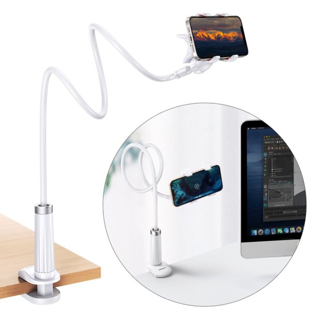 Ugreen Ugreen universal holder stand phone holder tablet (up to 12cm wide) tripod lazy holder with flexible arm white (30488 LP113) White Ugreen Ugreen universal holder stand phone holder tablet (up to 12cm wide) tripod lazy holder with flexible arm white (30488 LP113) White