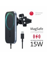  swissten Swissten Magsafe Air Vent Turētājs Gaisa Restei Ar 15W Bezvadu uzlādi Melns 