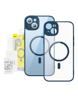  Baseus Baseus Frame Transparent Magnetic Case and Tempered Glass set for iPhone 14 Plus (blue) 