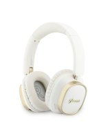  Guess Rectangle Metal Script Logo ENC Wireless Headphone White 