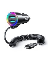  Joyroom 3-in-1 fast car charger with Lightning cable 1.5m 17W Black 