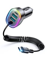  Joyroom 4 in 1 fast car charger PD, QC3.0, AFC, FCP with USB Type C cable 1.6m 60W Black 