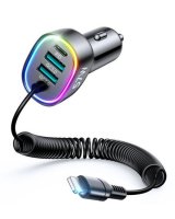  Joyroom 4 in 1 Fast Car Charger PD, QC3.0, AFC, FCP with 1.6m 57W Lightning Cable Black 