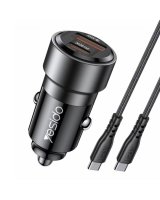 yesido Y55 60W Fast Charging Car Charger | With TC to TC cable car cigarette lighting port charger adapter Black 