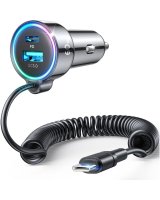  Joyroom Joyroom 3 in 1 fast car charger with USB Type C cable 1.6m 60W black (JR-CL07) 