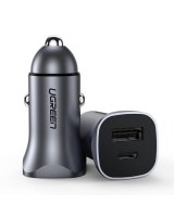  Ugreen USB A - USB C Dual-Port Car Charger PD30W+SCP22.5W Grey 