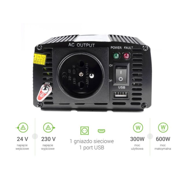  Green cell Green Cell Registered Voltage Car Inverter 24V to 230V 300W / 600W 