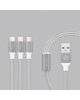  Recci Universal Delicate RCS-H120 3 in 1 Micro USB + 2 x Lightning Fast Charging 1,2 m Grey 
