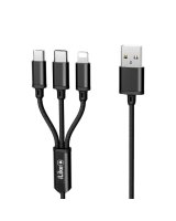  iLike Charging Cable 3 in 1, USB, Type C, Lightning, CCI02 Black 