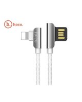  Hoco Apple Shape Lightning to USB Data&Fast Charger Cable 1.2m 90 degree Steel Connecto White 
