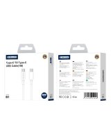  Jellico B1 Durable-Soft Universal USB-C to USB-C Data&Fast PD 20W Charger Cable 1m White 