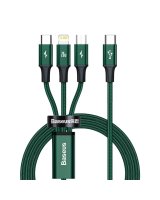  Baseus Baseus Rapid Series 3in1 USB-C - USB-C / Lightning / micro USB cable 20W PD 1.5m - green 