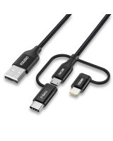  Choetech Choetech 3in1 MFI cable USB - USB Type C / micro USB / Lightning (charging 3A / data transmission 480 Mbps) 1.2m black (IP0030-BK) 