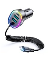  Joyroom Joyroom fast car charger 4 in 1 PD, QC3.0, AFC, FCP with Lightning cable 1.6m 57W black (JR-CL20) 