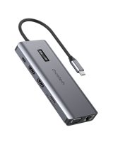  Choetech Choetech multifunctional HUB with display 12in1 USB-C to USB-C / USB-A / HDMI / VGA / AUX / SD / TF gray (HUB-M26) 