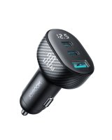  Joyroom Joyroom JR-CCD04 30W 2x USB-C USB-A car charger with display - black 