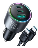  Joyroom Joyroom JR-CCN07 car charger 120W 2xUSB-C USB-A + USB-C cable 100W - dark gray 