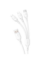  Dudao USB cable - USB C / micro USB / Lightning 480Mb/s 6A 1.2m - white 