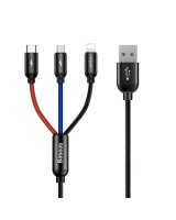  Baseus Baseus Three Primary Colors 3in1 USB-A - micro USB / Lightning / USB-C 3.5A cable 0.3 m - black 