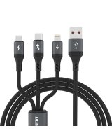  Dudao Dudao L3E 3 in 1 60W MicroUSB USB-C Lightning Cable 1.2m - Black 