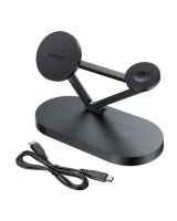  Acefast 15W Qi Wireless Charger for iPhone (with MagSafe), Apple Watch and Apple AirPods Stand Holder Magnetic Holder Black Black 