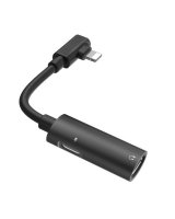  Hoco Dual Lightning Cable Audio Converter To Lightning Headset Plug + Lightning Charger Plug Juodas Black 