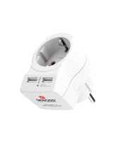  Skross In-line socket + USB White 