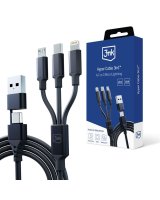 3MK 3mk Hyper Cable 3in1 USB-A - USB-C / USB-C - micro USB - Lightning 1.5m - black 