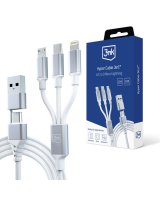  3MK 3mk Hyper Cable 3in1 USB-A - USB-C / USB-C - micro USB - Lightning 1.5m - white 