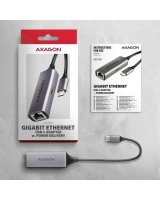  Axagon AXAGON ADE-TXPD USB-C USB3.2 Gen 1 - Gigabit Ethernet + PD 100W Switch comp. metal grey 