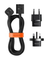  Baseus Universal PowerCombo cable / extension cord with mini power strip 1m black (EU and UK power adapter Black 