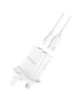  Dudao Wall charger UK plug (United Kingdom) 2xUSB-A 2.4A white + USB-A cable - Lightning White 