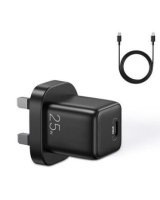  Joyroom Small fast charger USB Type C PD 25W UK plug black + USB Type C - USB Type C cable (L-P251) Black 
