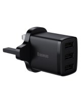  Baseus Compact wall charger 3x USB 17W UK plug Black 
