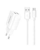  Dudao EU wall charger 2x USB 5V / 2.4A + USB Type C cable white (A2EU + Type-c white) White 