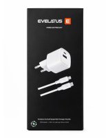  Evelatus FusionChage Wall Charger Bundle 20W Power Adapter - 60W USB-C to Lightning Silicone Cable White 
