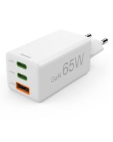  Hama Mini Euro Plug USB Travel Charger, 2x USB-C, 1x USB-A, 65W White 