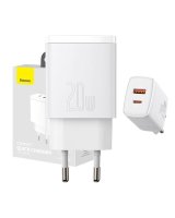  Baseus Baseus Compact Quick Charger, USB, USB-C, 20W (white) 