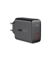  Acefast Acefast charger 2x USB Type C 40W, PPS, PD, QC 3.0, AFC, FCP black (A9 black) 
