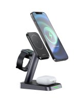  Acefast Acefast Qi Wireless Charger 15W for iPhone (with MagSafe), Apple Watch and Apple AirPods Stand Holder Magnetic Holder Black (E3 black) 