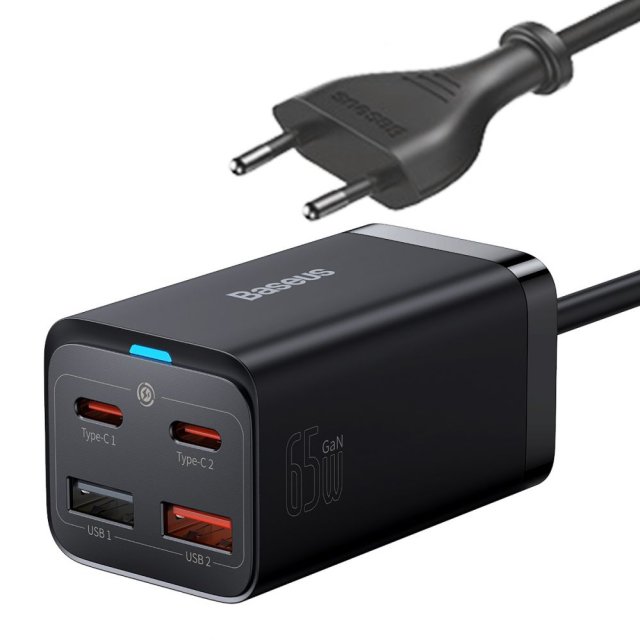 Baseus Baseus GaN3 Pro fast charger GaN 2 x USB Type C / 2 x USB 65W PD, QC4.0+, AFC, PPS + cable USB Type C - USB Type C 1m black (CCGP040101)   Baseus Baseus GaN3 Pro fast charger GaN 2 x USB Type C / 2 x USB 65W PD, QC4.0+, AFC, PPS + cable USB Type C - USB Type C 1m black (CCGP040101)