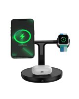  Baseus Baseus Swan inductive charger (compatible with MagSafe) stand for iPhone, Apple Watch, AirPods + 1m USB-C cable black (WXTE000101) 