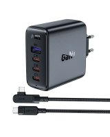  Acefast Acefast fast charger GaN 3xUSB-C/1xUSB-A 100W black + angled cable USB-C - USB-C 100W 2m black 
