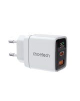  Choetech Choetech PD6052 USB-C USB-A PD 35W GaN wall charger with display - white 