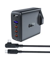 Acefast Fast charger GaN UK 100W Power Delivery 3x USB C 1x USB - black 