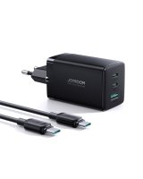  Joyroom Joyroom fast GaN charger 65W USB-A, 2x USB-C black + USB-C - USB-C cable 100W 1.2m (TCG01) 