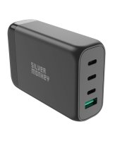  Silver Monkey Silver Monkey SMA151 130W GaN charger 3xUSB-C PD USB-A QC 3.0 with detachable power cable - black 